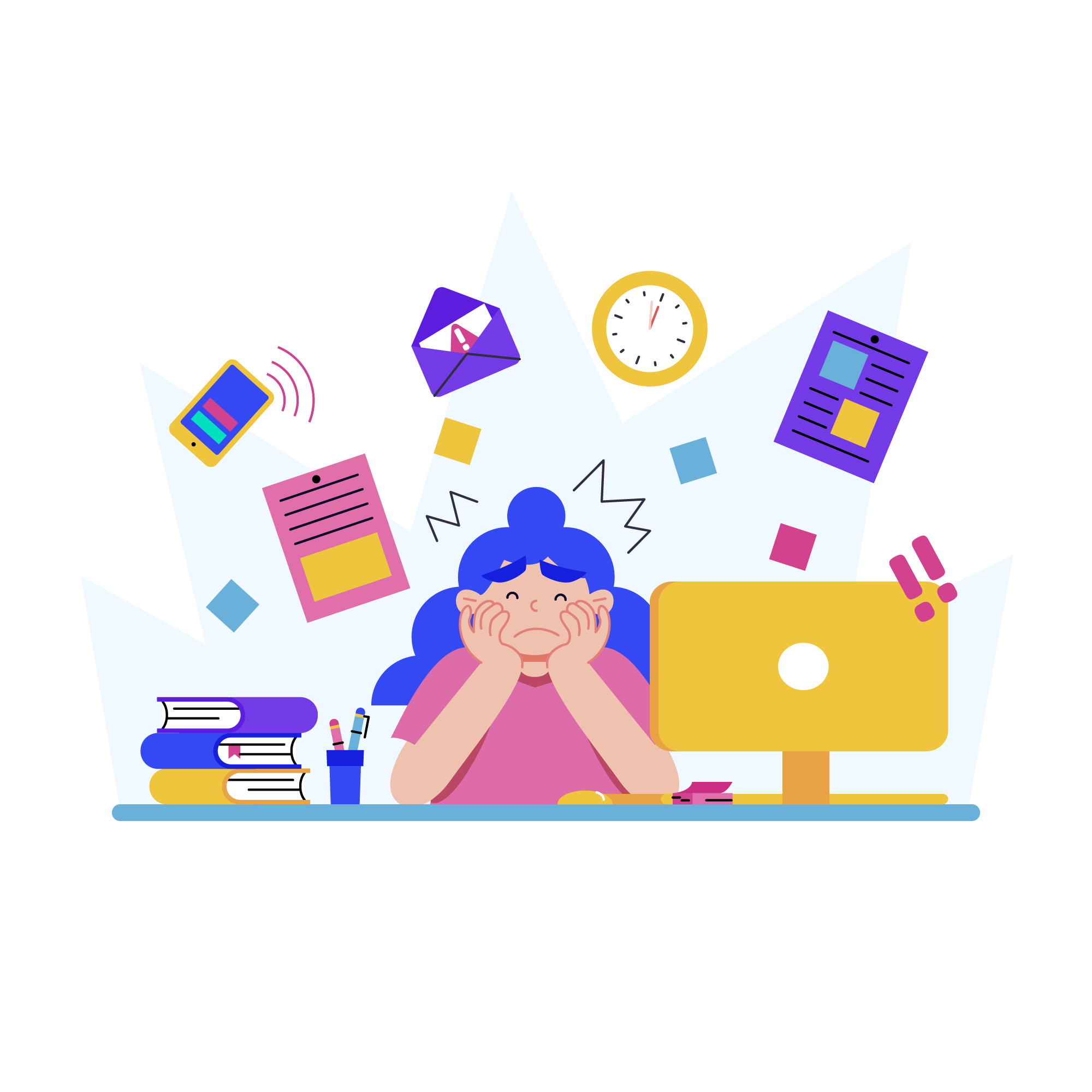 A tired student leaning his head on an open textbook at a desk under a clock, illustrating the emotional challenges and patience required when Supporting Slow Learners.